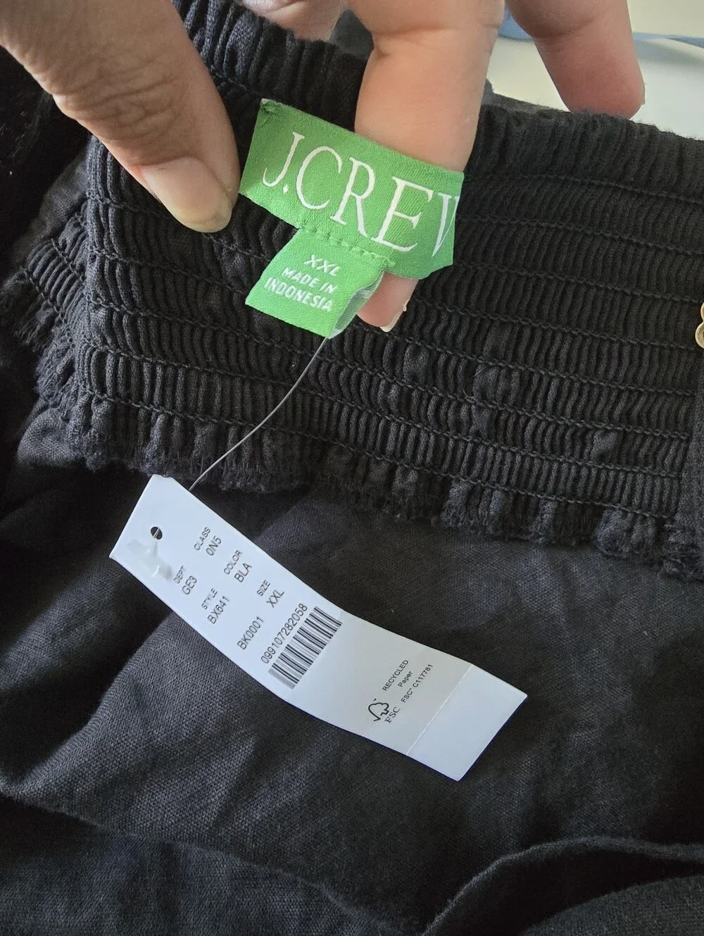 J. Crew Black Cross-back Linen Cotton Blend XXL Nwt